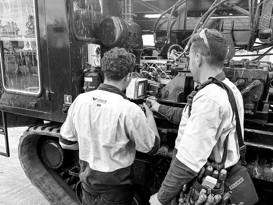 Electricians fault finding on a drilling rig